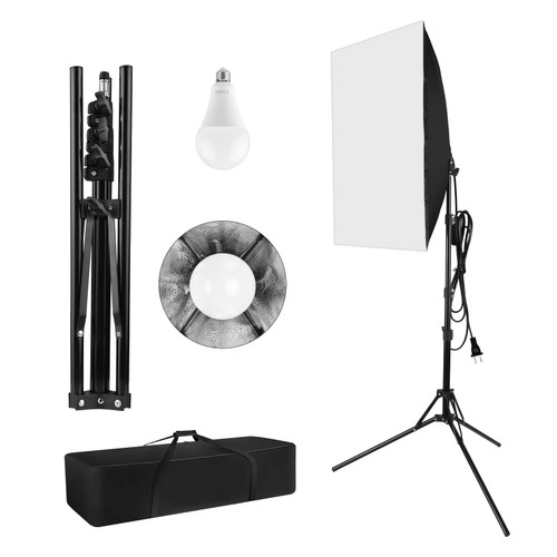 Andoer Photography Softbox Lighting Kit Professional Studio 1 28 x 20inch Softbox + 1 23W Light Bulb + 1 2m Light Stand + 1 Carrying Bag for Studio Portrait Product Video Photography