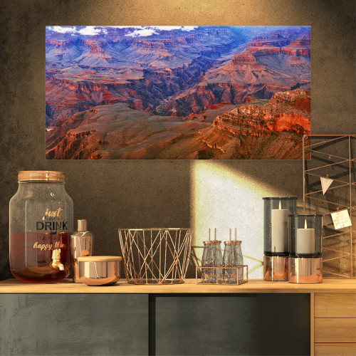 Designart PT11721-32-16 Blue and Red Grand Canyon View Landscape Artwork Canvas, 32x16