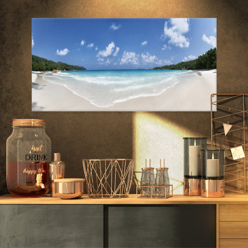 Designart PT11781-32-16 Blue Seychelles Island Panorama Large Seascape Art Canvas Print, 32x16 Designart PT11781-32-16 Blue Seychelles Island Panorama Large Seascape Art Canvas Print, 32x16