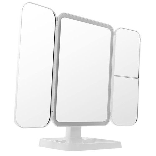 minkissy 1pc Led Vanity Mirror Desktop Vanity Mirror Foldable Desk Cosmetic Mirror Makeup Mirror Table Lights for Desk Practical Mirror Abs White Filling Travel Dressing Table Mirror