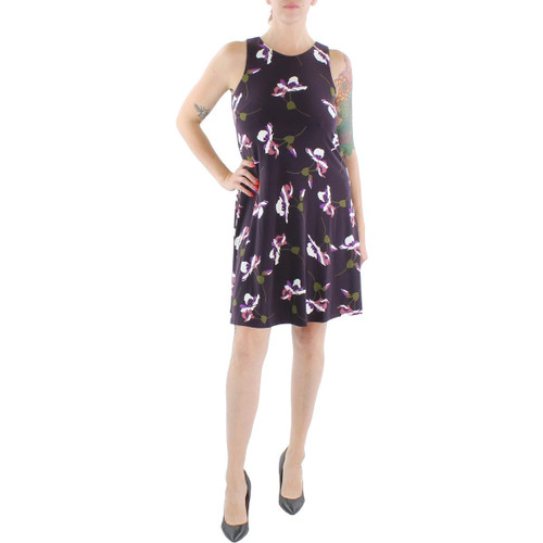 Lauren Ralph Lauren Womens George Floral Tiered Fit & Flare Dress Black 16
