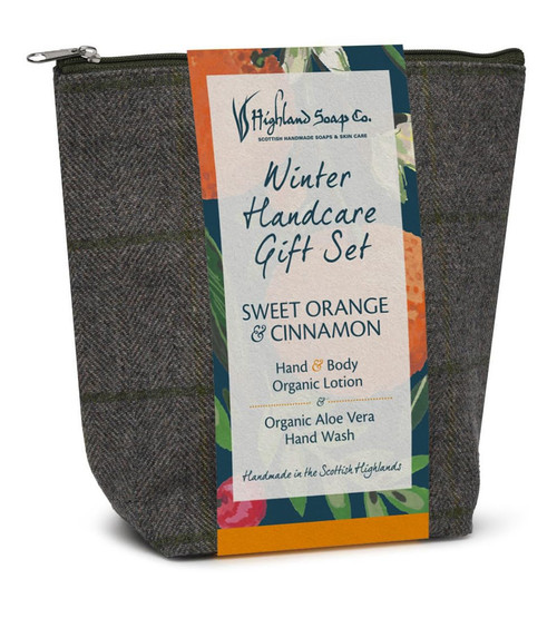 The Highland Soap Company Hand Care Gift Set, Organic Hand Wash & Lotion Set (Winter (Sweet Orange & Cinnamon))