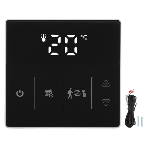 WiFi Smart Thermostat, Programmable Touchscreen Digital Phone APP Voice Control Thermostat for Smart Home, Automatic State Storage Microcomputer Technology for Smart Home Hotel 90 to 240V(Black)