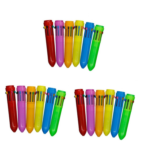 Tofficu 72 Pcs 10 Retractable Ballpoint Pens Multicolor Ballpoint Pens 10 Colors Pen Colorful Retractable Pens Cartoon Student Multicolor Pen