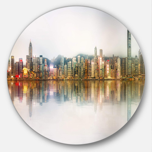 Designart Singapore Financial District Panorama-Cityscape Metal Artwork-Disc of 23, 23'' H x 23'' W x 1'' D 1P Designart Singapore Financial District Panorama-Cityscape Metal Artwork-Disc of 23, 23'' H x 23'' W x 1'' D 1P