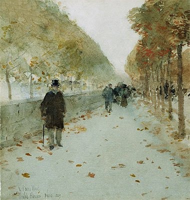 TOPofART Hassam (Quai du Louvre, 1889) Print on Fine Art Paper Reproduction (8.7x8.3 in) (22x21 cm)