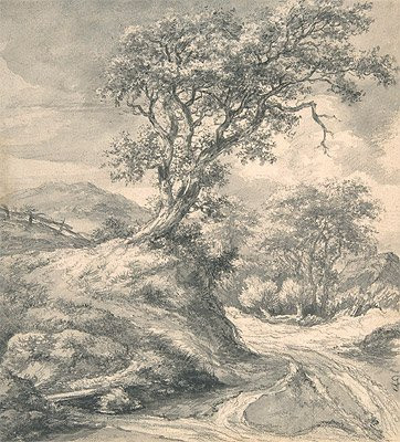TOPofART Ruisdael (Dune Landscape with Oak Tree, c.1650/55) Print on Fine Art Paper Reproduction (8.3x7.5 in) (21x19 cm)