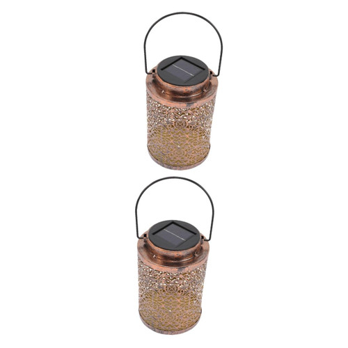 UKCOCO 2pcs Solar Decorative Lights Solar Table Lantern Outdoor Solar Lights Vintage Garden Lanterns Outdoor Metal Decor Solar Lanterns Outdoor Wrought Iron Old Fashioned Outdoor Light