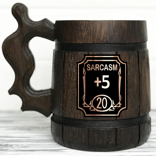D&D Stats Mug Sarcasm 17oz Wooden Beer Mug Dungeon Master Mug for Dungeons and Dragons Party DM Mug Gifts for dnd Lovers Personalized D&D Gift Beer Stein Christmas Gifts For Him Beer Tankard K681