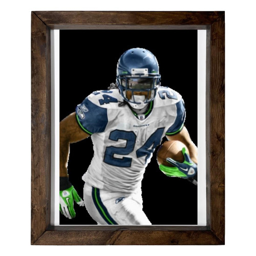 Marshawn Lynch - 14X17 Full Color Photo Sign With Wood Frame PTR #G327161 Marshawn Lynch - 14X17 Full Color Photo Sign With Wood Frame PTR #G327161