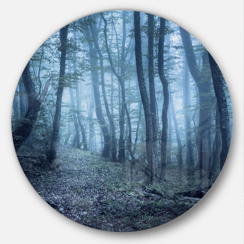 Designart Spring Foggy Forest Trees Landscape Photo Round Wall Art-Disc of 23 inch, 23'' H x 23'' W x 1'' D 1P, Green Designart Spring Foggy Forest Trees Landscape Photo Round Wall Art-Disc of 23 inch, 23'' H x 23'' W x 1'' D 1P, Green