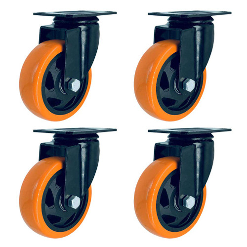 Heavy Duty Castors,Trolley Furniture Caster,PVC Swivel Castor Wheel,Caster with Brakes,Universal 360 Degree Rotating,for Dining Car,Factory,Workshop,Hotel,Mute (1.5 inch,Swivel)