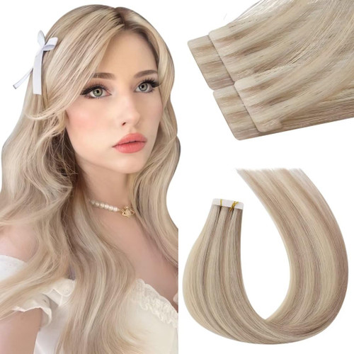 Moresoo Injected Tape in Hair Extensions Ash Blonde Mix with Bleach Blonde Intact Hair Tape in Extensions Virgin Human hair 5 Pcs 12.5 Gram Seamless Tape in Human Hair Extensions 18inch #P18/613 Moresoo Injected Tape in Hair Extensions Ash Blonde Mix with Bleach Blonde Intact Hair Tape in Extensions Virgin Human hair 5 Pcs 12.5 Gram Seamless Tape in Human Hair Extensions 18inch #P18/613