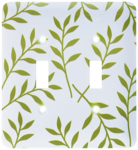 3dRose lsp_164483_2 Olive Green & White Chic Leaves Double Toggle Switch