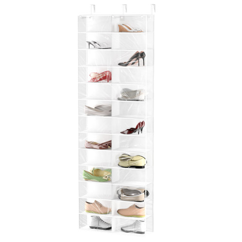 Libeder Clear Over the Door Shoe Organizer, 26 Sections Back of Door Shoe Storage,Shoe Shelves for Closet Door, Dustproof Shoe Holder on Door, White Libeder Clear Over the Door Shoe Organizer, 26 Sections Back of Door Shoe Storage,Shoe Shelves for Closet Door, Dustproof Shoe Holder on Door, White