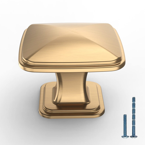 KNOKLOCK 25 Pack Kitchen Cabinet Knob Champagne Bronze Square Dresser Knobs Gold Drawer Knobs Kitchen Cabinet Hardware Knobs for Dresser Drawers