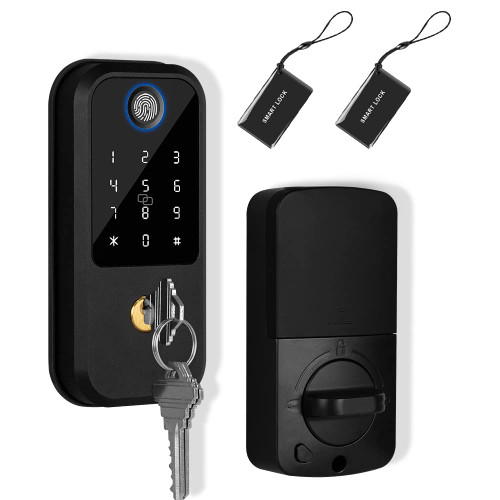 Keypad Door Lock with Handle Smart Biometric Fingerprint Lock for Front Door, Keyless Entry Door Lock Auto Deadbolt Lock for Home Hotel Apartment Office (Black) Keypad Door Lock with Handle Smart Biometric Fingerprint Lock for Front Door, Keyless Entry Door Lock Auto Deadbolt Lock for Home Hotel Apartment Office (Black)