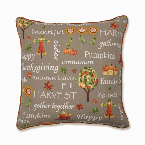 Pillow Perfect 631318 Outdoor/Indoor Autumn Harvest Haystack Floor Pillow, 25" x 25", Gray