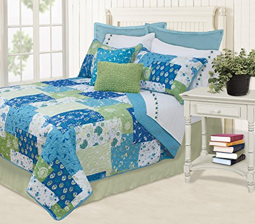 Safdie & Co. Quilt 3PC Set DQ Caroline Blue, Full, Queen