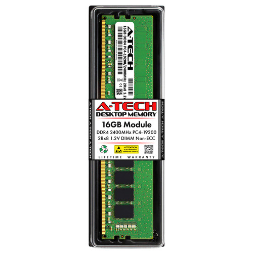 A-Tech 16GB DDR4 2400 MHz UDIMM PC4-19200 (PC4-2400T) CL17 DIMM 2Rx8 Non-ECC Desktop RAM Memory Module