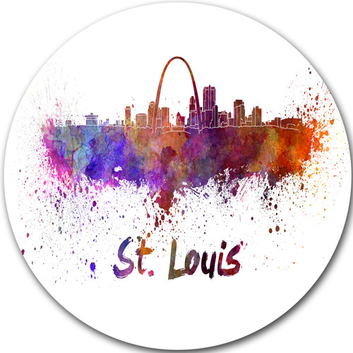 Designart St Louis Skyline Cityscape Metal Artwork-Disc of 23 inch, 23'' H x 23'' W x 1'' D 1P, Purple/Yellow/Red/Pink Designart St Louis Skyline Cityscape Metal Artwork-Disc of 23 inch, 23'' H x 23'' W x 1'' D 1P, Purple/Yellow/Red/Pink