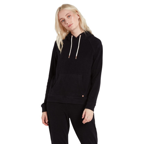 Volcom Regular Womens Pullover Lil Hooded Fleece, Black 2, Small