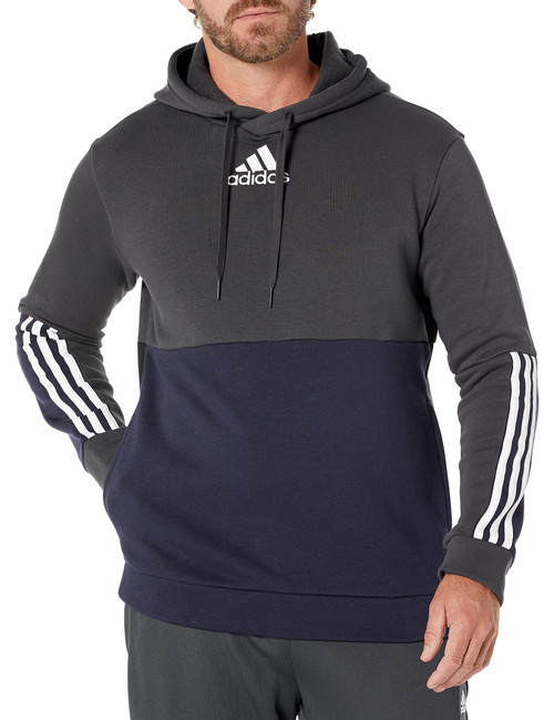 adidas Men's Essentials Colorblock Hoodie, Carbon/Black/Ink, XX-Large