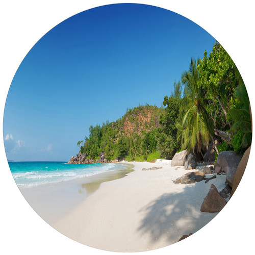 Designart MT11782-C23 Anse Georgette Beach Light Blue Seascape Disc Metal Wall Art- Disc of 23,Blue,23 X 23 Designart MT11782-C23 Anse Georgette Beach Light Blue Seascape Disc Metal Wall Art- Disc of 23,Blue,23 X 23