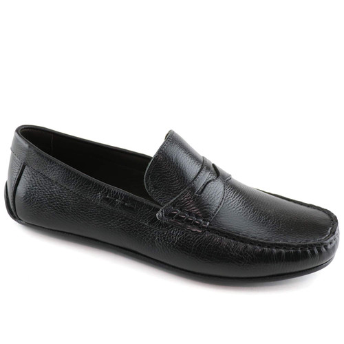 MJNY Mens Casual Comfortable Genuine Leather Lightweight Driving Moccasins Classic Fashion Penny Loafer Slip On Breathable Driving Loafer Black Grainy 11