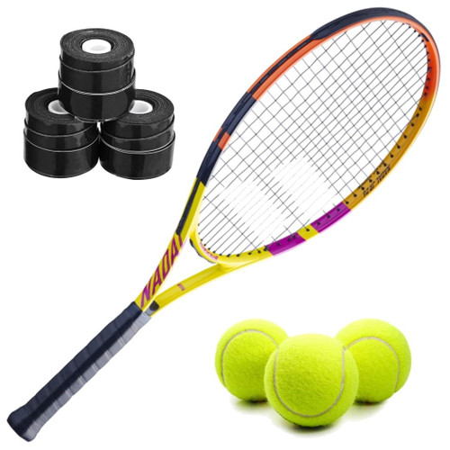 Babolat Nadal 23 Inch Rafa Tennis Racquet Bundled with 3 Black Overgrips and 3 Tennis Balls Babolat Nadal 23 Inch Rafa Tennis Racquet Bundled with 3 Black Overgrips and 3 Tennis Balls