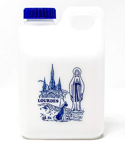 Lourdes Holy Water in a Large Apparition Bottle 0.5 Liters or 0.132 gal, Filled with Blessed Lourdes Water Plus Lourdes Prayer Card Lourdes Holy Water in a Large Apparition Bottle 0.5 Liters or 0.132 gal, Filled with Blessed Lourdes Water Plus Lourdes Prayer Card