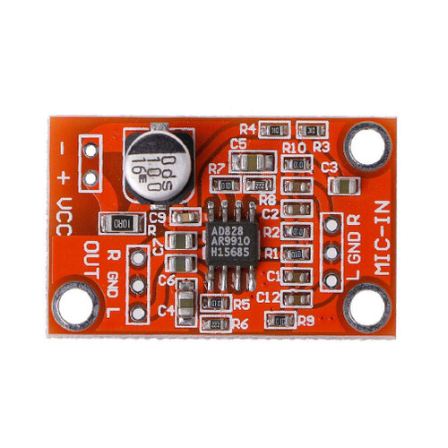 AD828 Stereo Dynamic Microphone Preamplifier Board MIC Preamp Module for 3.8V Electronic Components Storage