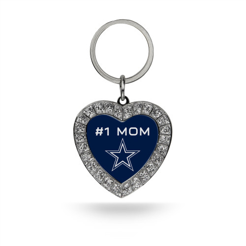 Rico Industries NFL Dallas Cowboys Bling #1 MOM Heart Key Chain Rhinestone Heart Keychain 3.5"x1.5" Rico Industries NFL Dallas Cowboys Bling #1 MOM Heart Key Chain Rhinestone Heart Keychain 3.5"x1.5"