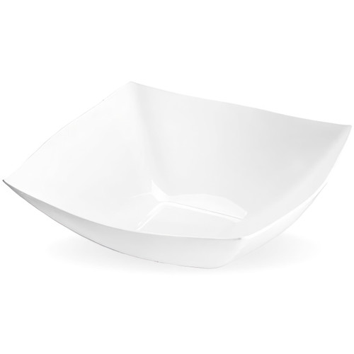 Blue Sky Square Fancy White 64oz Serving Bowl (1 Count) | Elegant Disposable Plastic - Ideal for Parties & Events