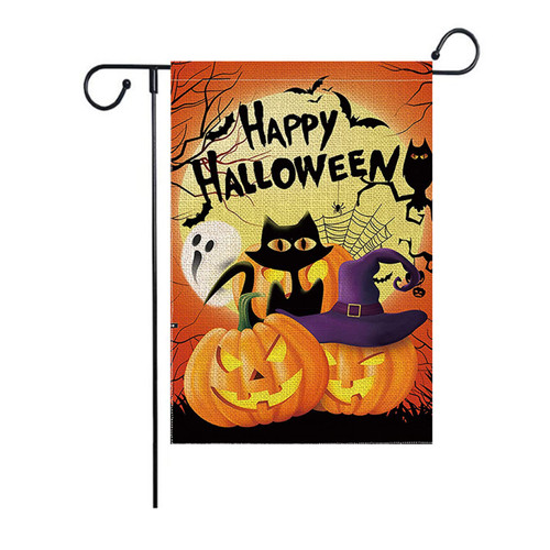 Mflagperft Halloween Pumpkin Garden Flag Happy Halloween Garden Decorations 12 * 18 Double Sided Burlap Vertical Black Cat Ghost Spider Bat Yard Flags Decor for Outside(Halloween Pumpkin-1)
