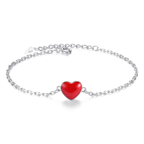 fytease Silver Bracelet for Women Teen Girls, Love Heart Charm Chain Bracelet Bangle with Zircon Fashion Jewelry Gifts (heart red) fytease Silver Bracelet for Women Teen Girls, Love Heart Charm Chain Bracelet Bangle with Zircon Fashion Jewelry Gifts (heart red)