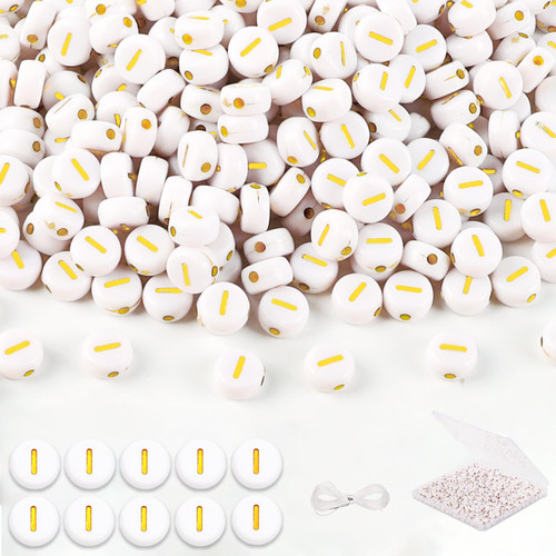 DIYDEC 500PCS Letter Beads 4x7mm Round Acrylic Gold Alphabet Beads White Letter Beads for Bracelets Jewelry Making DIY Crafts Gifts for Girls Adults(I) DIYDEC 500PCS Letter Beads 4x7mm Round Acrylic Gold Alphabet Beads White Letter Beads for Bracelets Jewelry Making DIY Crafts Gifts for Girls Adults(I)
