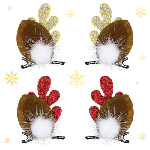 2 Pairs Christmas Hair Clip - Christmas Reindeer Antlers Headdress, Cute Reindeer Antlers Ears Hairpins, Christmas Party Hair Accessories for Girls Women (Brown) 2 Pairs Christmas Hair Clip - Christmas Reindeer Antlers Headdress, Cute Reindeer Antlers Ears Hairpins, Christmas Party Hair Accessories for Girls Women (Brown)