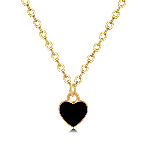 HUASAI Heart Necklace for Women Tiny Heart Pendant Love Necklaces for Girls (black heart necklace) HUASAI Heart Necklace for Women Tiny Heart Pendant Love Necklaces for Girls (black heart necklace)