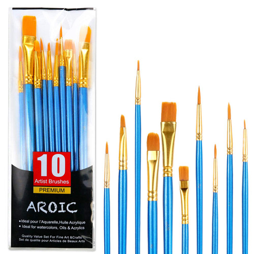 Acrylic Paint Brush Set, 1 Packs / 10 pcs Watercolor Brushes Painting Brush Nylon Hair Brushes for All Purpose Oil Watercolor Painting Artist Professional Kits Acrylic Paint Brush Set, 1 Packs / 10 pcs Watercolor Brushes Painting Brush Nylon Hair Brushes for All Purpose Oil Watercolor Painting Artist Professional Kits