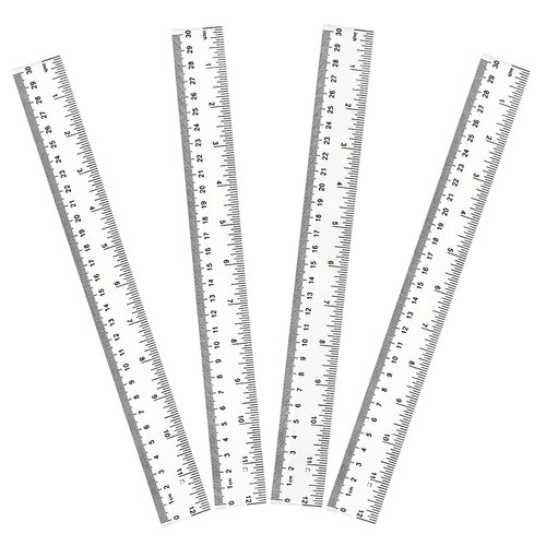 4 Pack 12-Inch Straight Rulers,Clear Plastic Ruler, Suitable for Student School and Office Drawing Measuring Tools, Kids Ruler, Standard Ruler, Centimeter and inch Ruler, Small Rulers