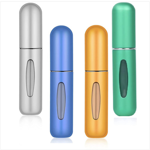 Khoimy 4 Pack 5 ML Portable Mini Refillable Perfume Atomizer Bottle | Portable Perfume Spray Container Bottle |Travel Perfume Scent Pump Case Fragrance Empty Spray Bottle for Traveling and Outgoing