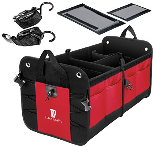 Trunkcratepro Collapsible Portable Multi Compartments Trunk Organizer, Red