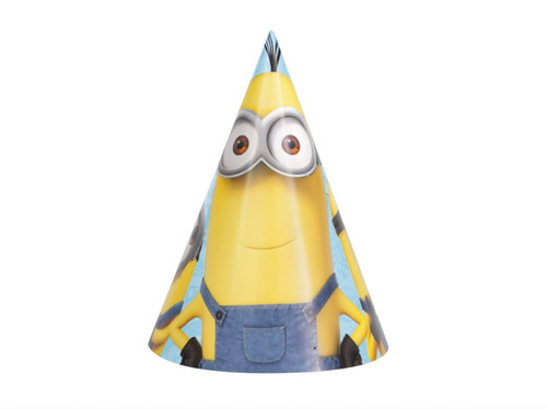 Unique Minions 2 Multicolor Party Cone Hats - One Size (8 Pcs) - Vibrant Paper Accessories - Perfect for Kids Parties & Birthdays
