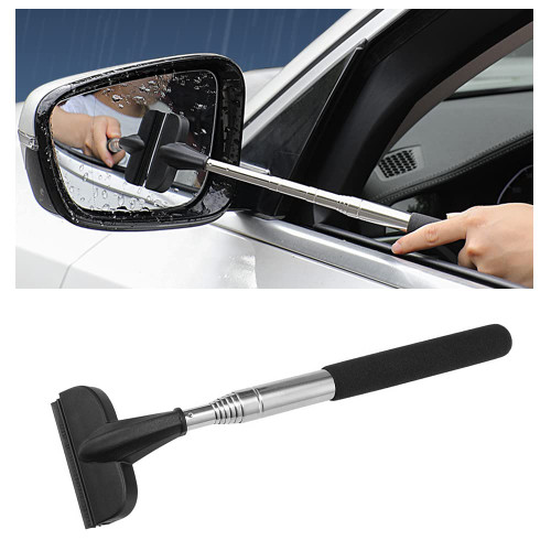 Window Squeegee Cleaning Tool,Car Rearview Mirror Wiper,Car Squeegee Windshield Squeegee,Retractable Auto Glass Squeegee,for Car Windshield, Window, Mirror,Shower Glass Door (Black)