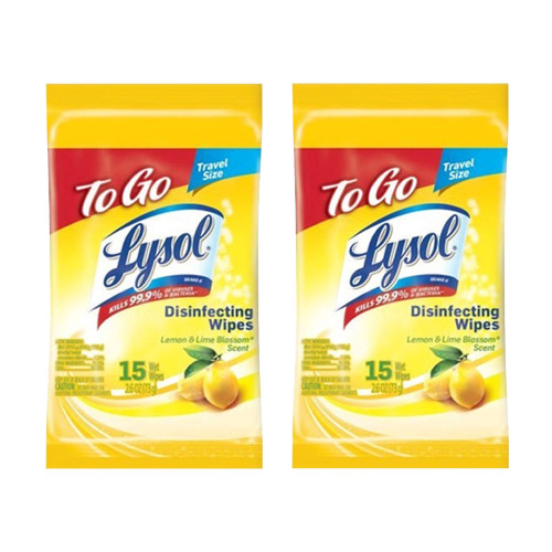 LYSOL Disinfecting Wipes - Lemon & Lime Blossom To-Go Flatpack 15 ct. (Pack of 2)