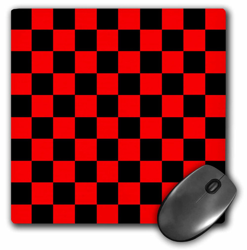 3dRose LLC 8 x 8 x 0.25 Inches Red and Black Checkered Print Mouse Pad (mp_20433_1)
