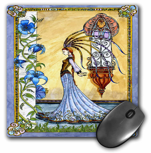 3Drose LLC 8 X 8 X 0.25 Inches Mouse Pad, Fairy with Blue Flowers (Mp_110899_1)