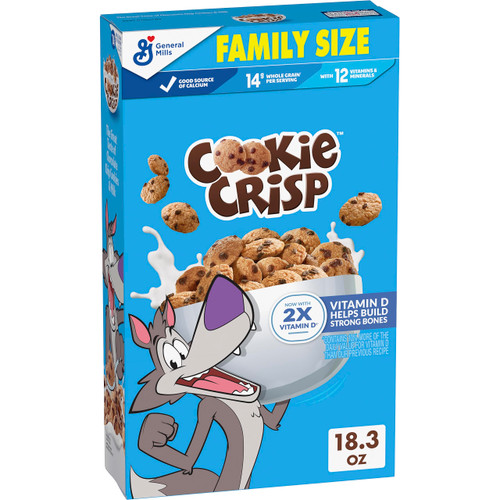 Cookie Crisp Breakfast Cereal, Chocolate Chip Cookie Taste, Made With Whole Grain, Family Size, 18.3 oz