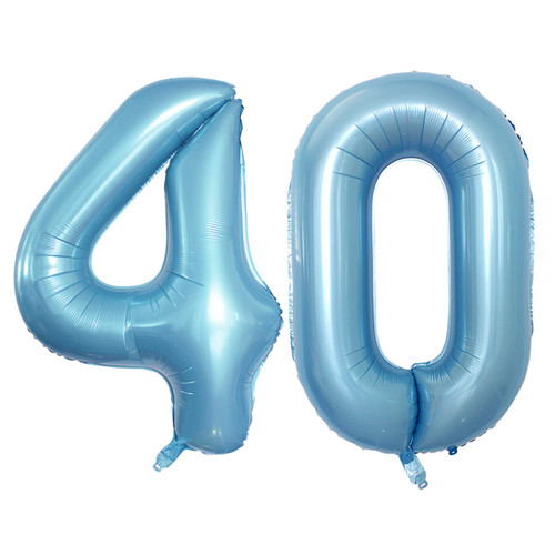 GOER 42 Inch Light Blue Number 40 Balloons,Jumbo Foil Helium Balloons for 40th Birthday Party Decorations and Anniversary Event